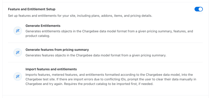Onboarding MCP server feature and entitlement setup toolset