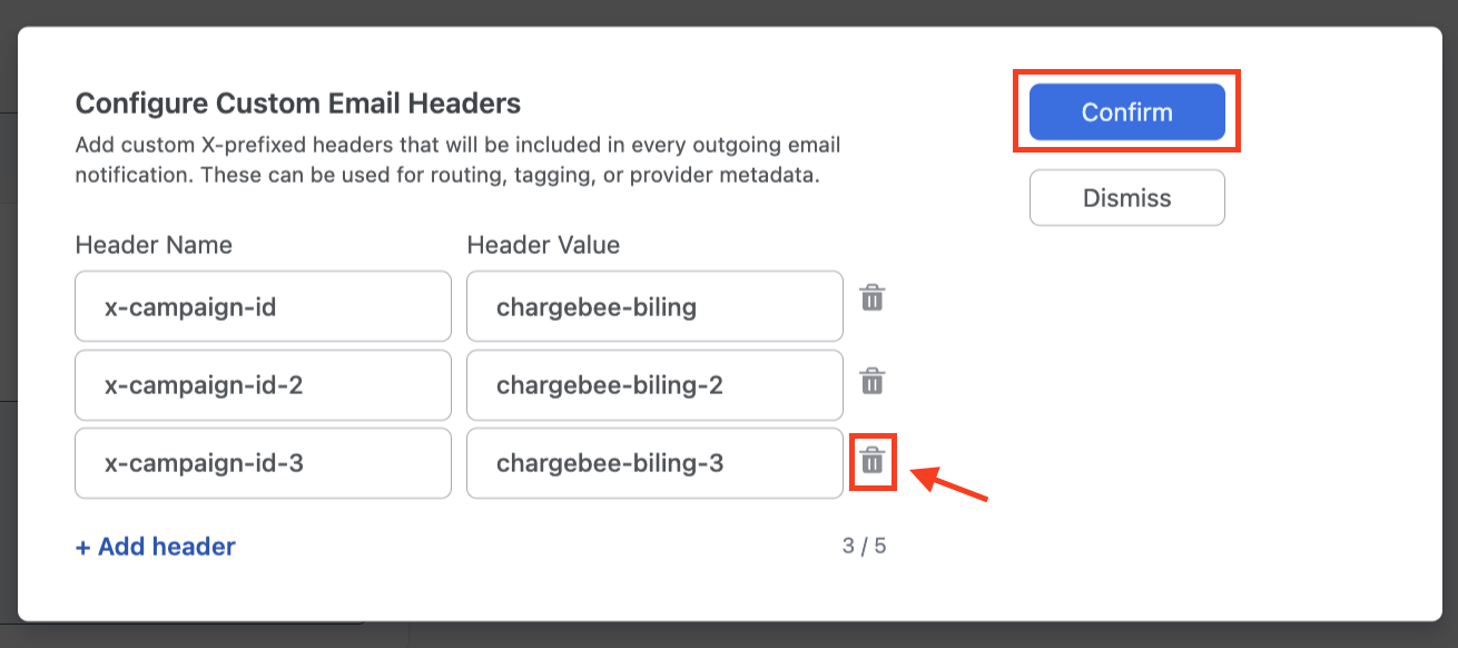 Removing a custom SMTP header row