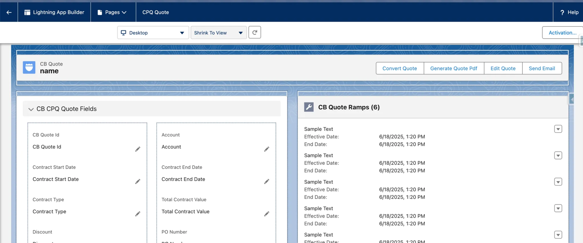 CPQ Quote page selection in Lightning App Builder