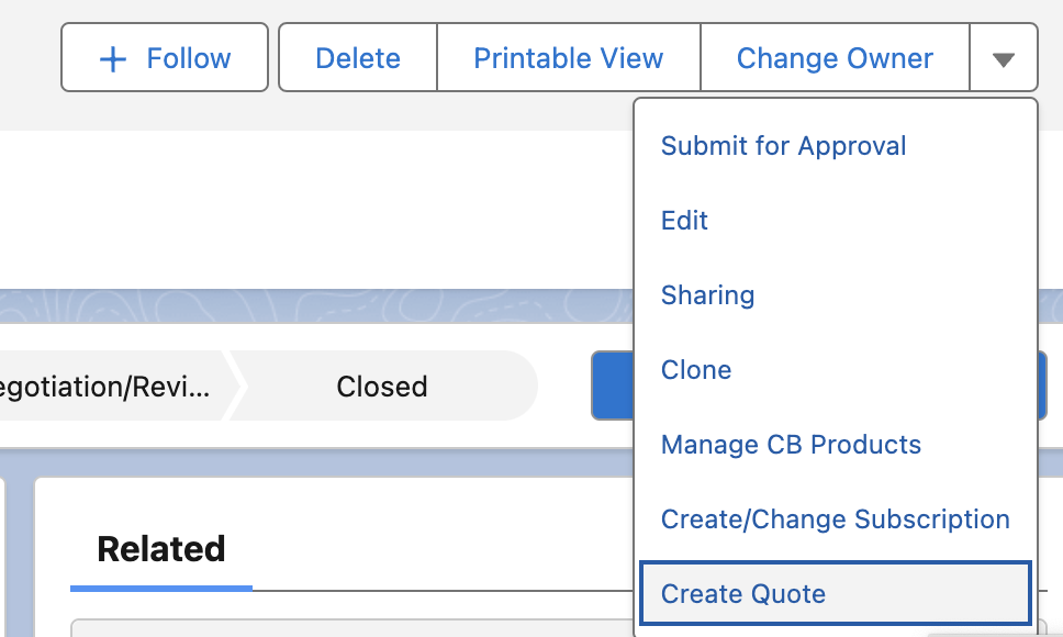 Create Quote button on Salesforce Opportunity record