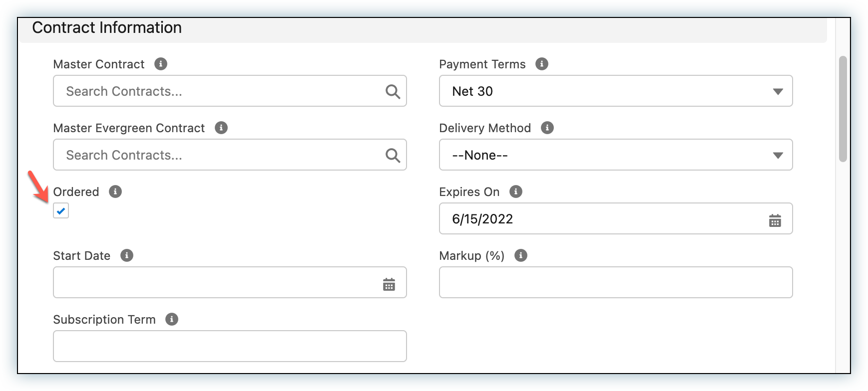 Select ordered checkbox