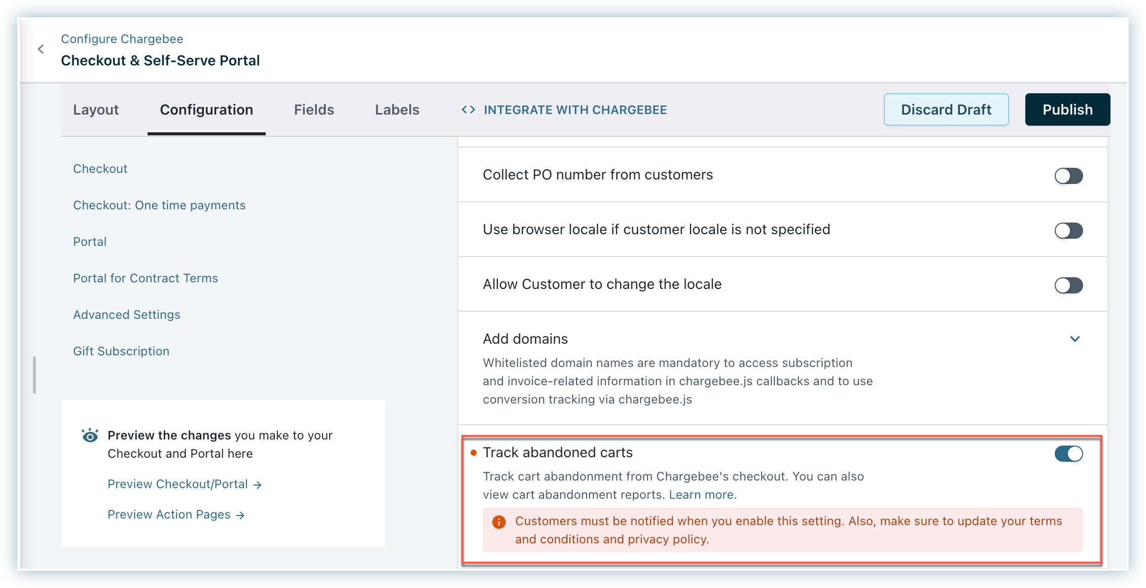 Abandoned Carts Settings