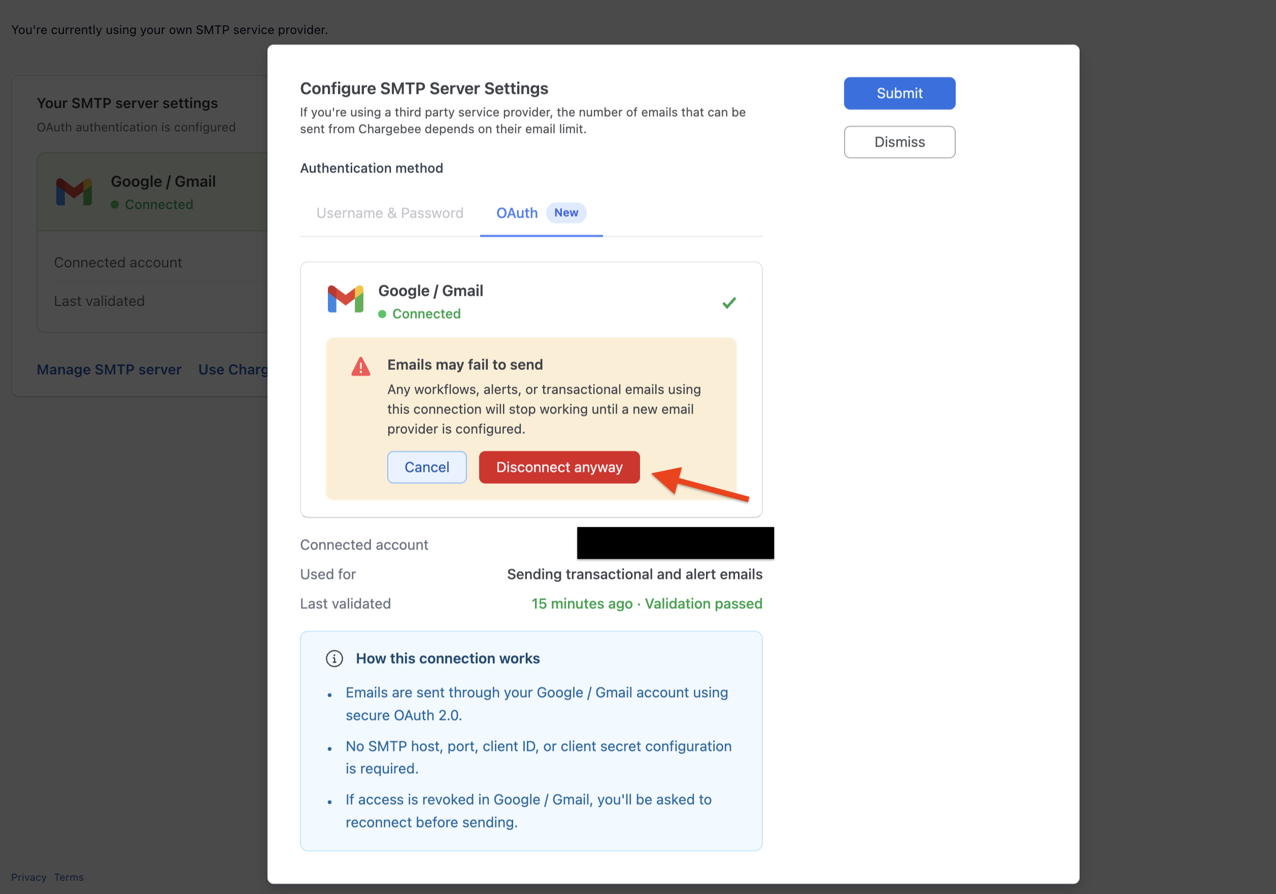 OAuth Provider Disconnect Prompt