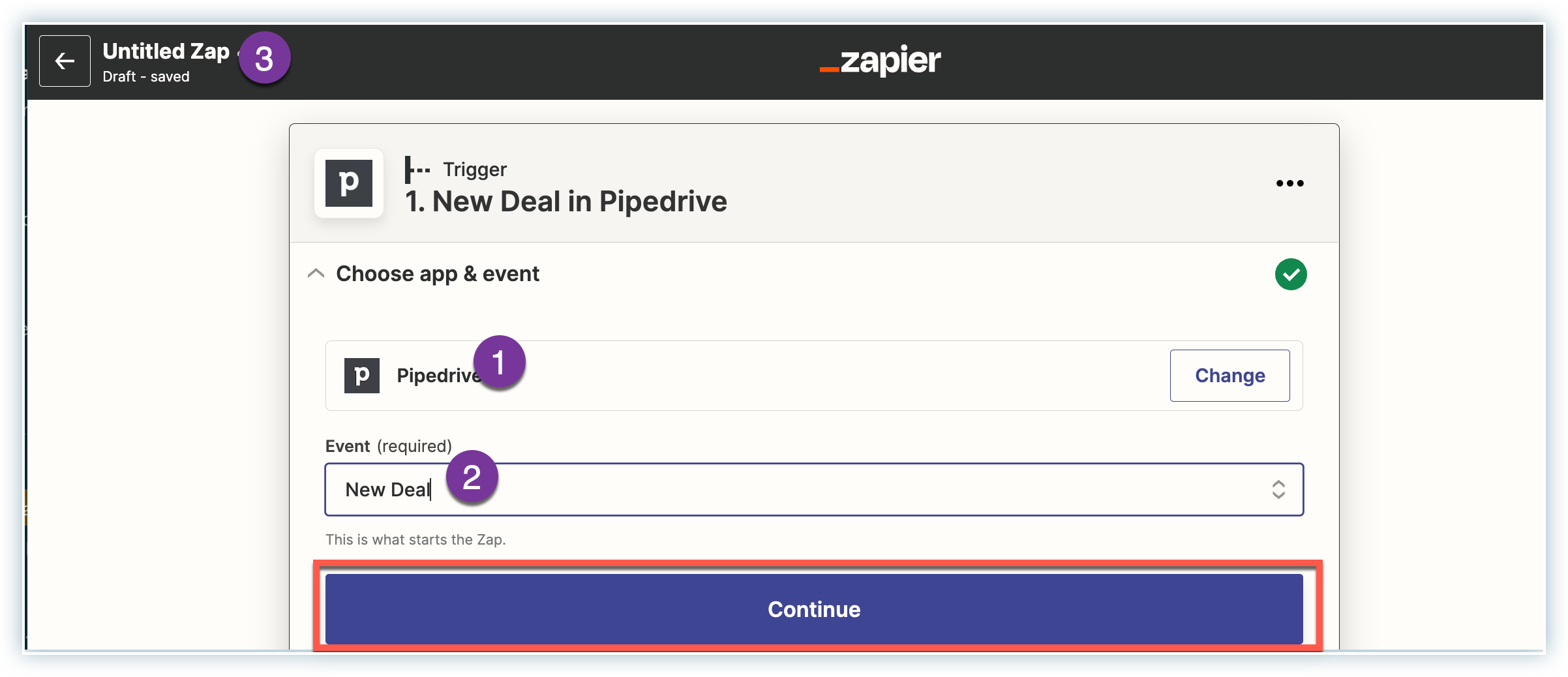 Choose App and Event