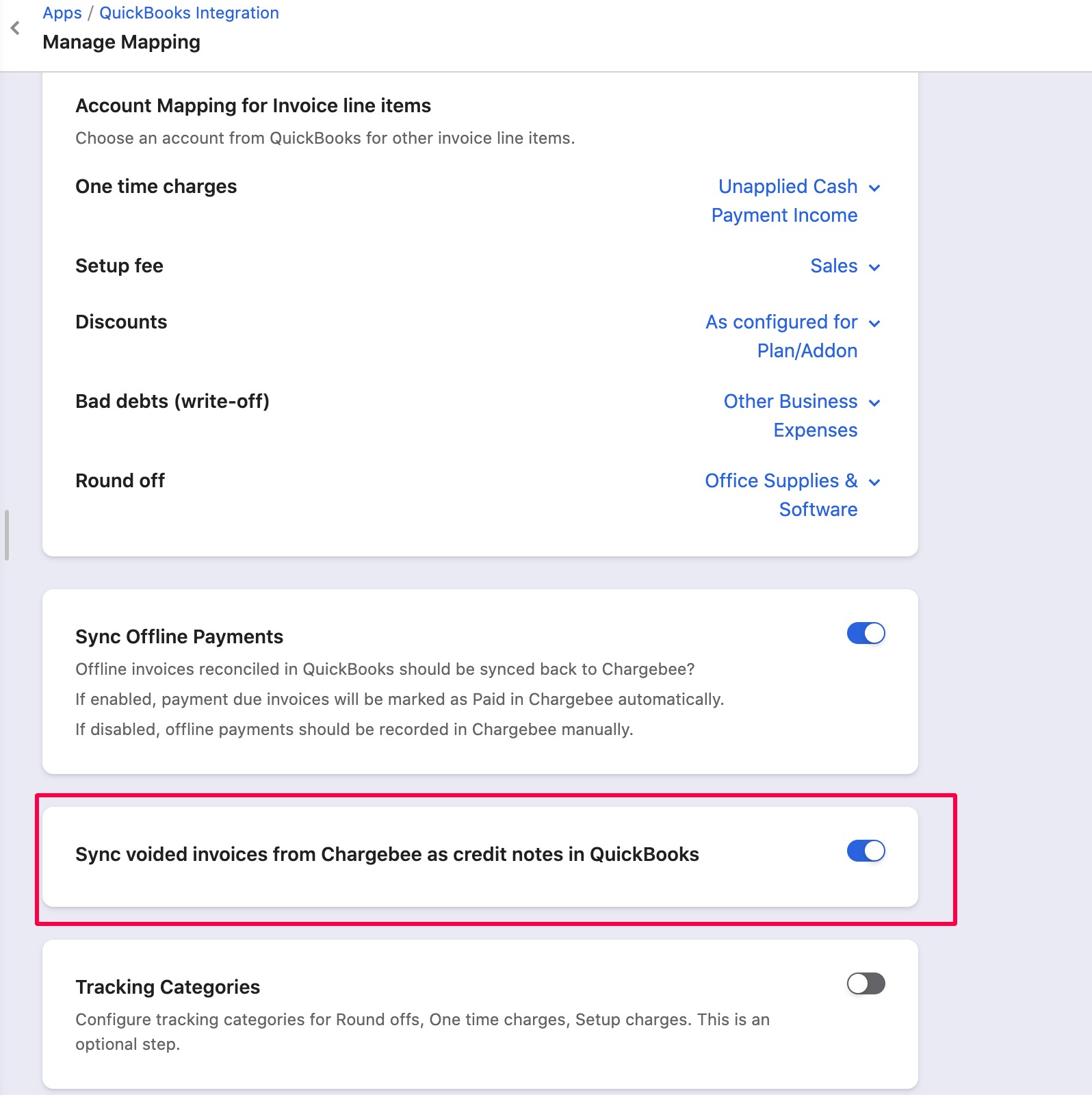 Sample invoice sync to QuickBooks