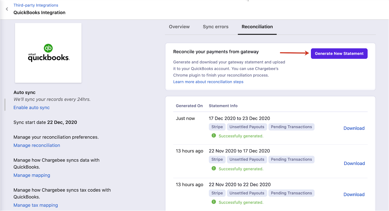 Generate New Statement
