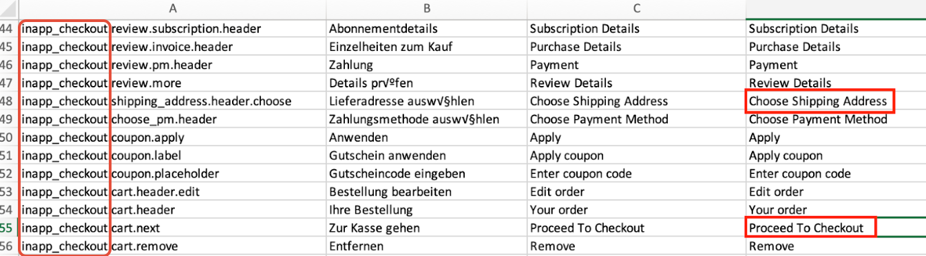 Checkout label fields starting with inapp_checkout