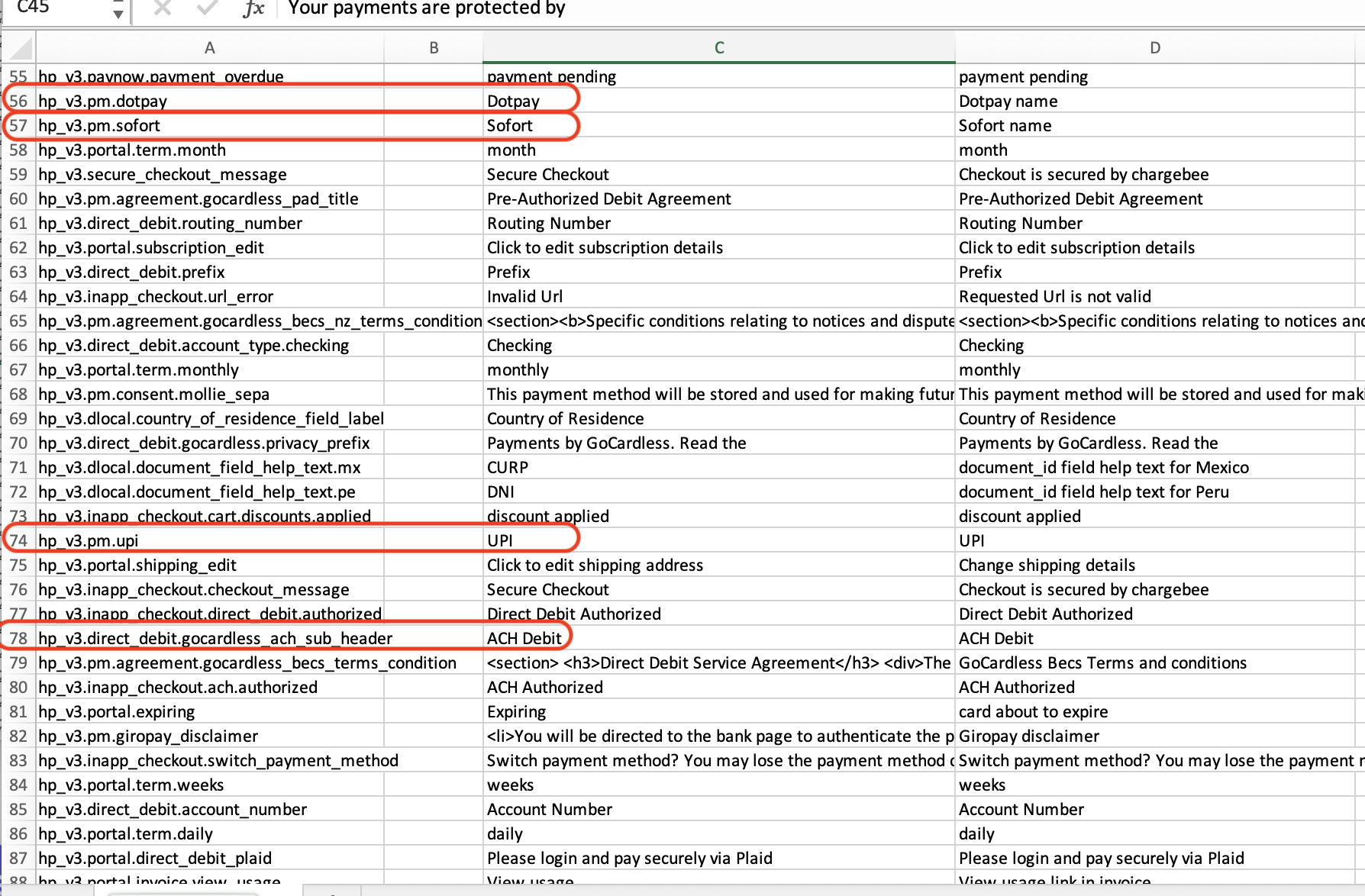 Payment method configuration