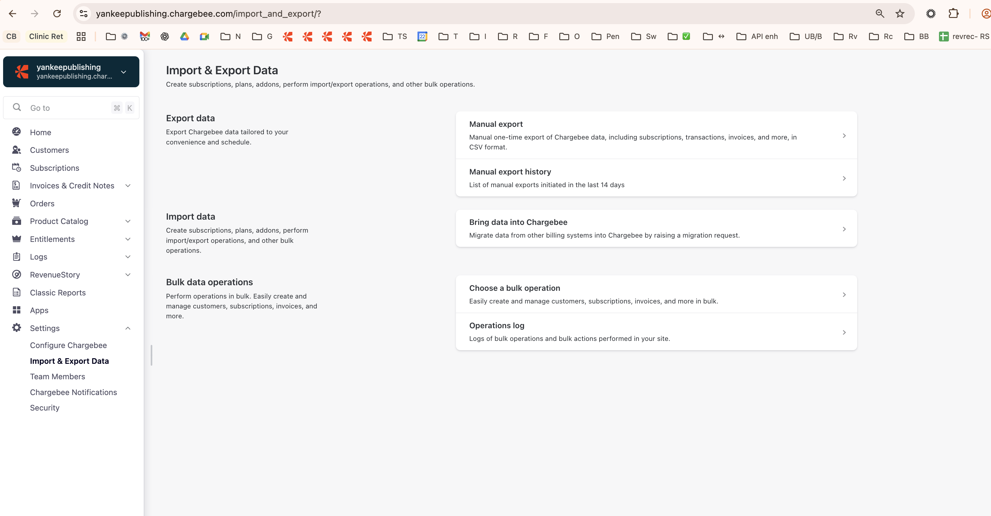 Import and Export data in Settings