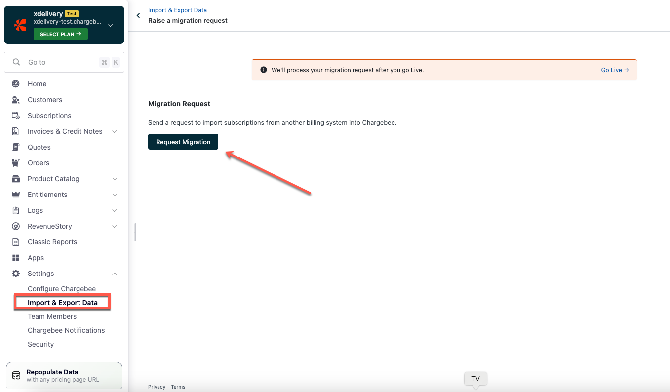 Request Migration option