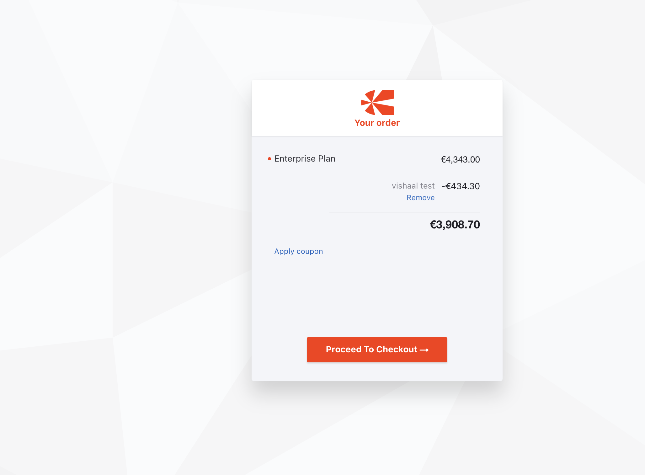 Checkout page with coupon applied