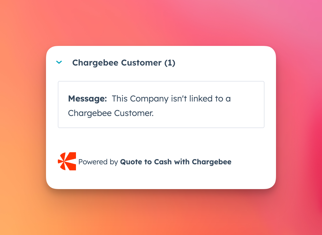 Company not linked to Chargebee Customer message
