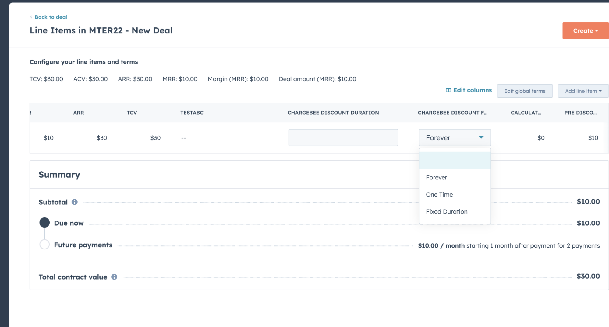 Product line items with discount in HubSpot