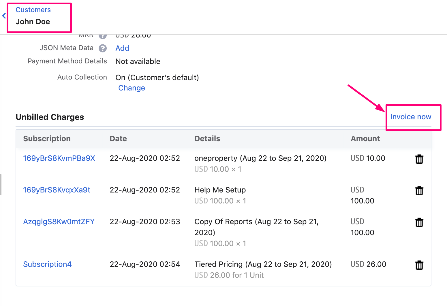 Invoice Now option on Customer record