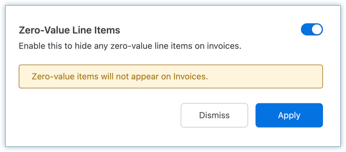 Zero Value Line Items setting in Billing LogIQ