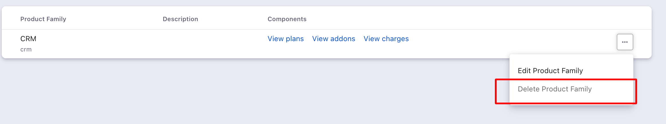 Delete Product Family button disabled