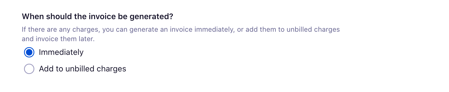Invoice creation options for reactivation