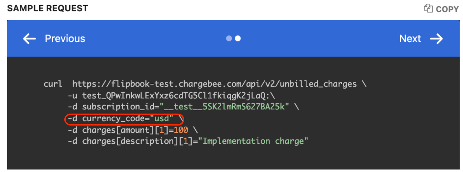 Add Quick Charge form with currency code selection