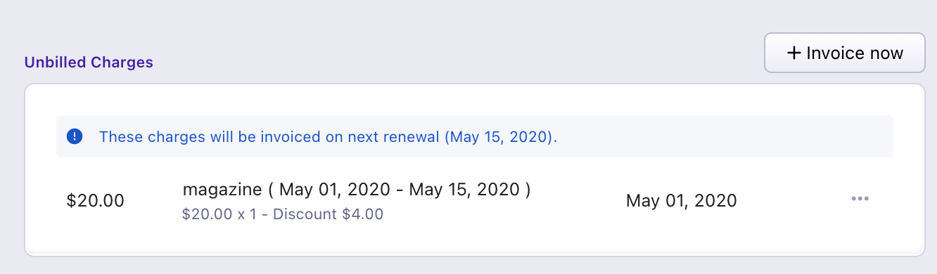 Unbilled charges view without coupon discount reflected