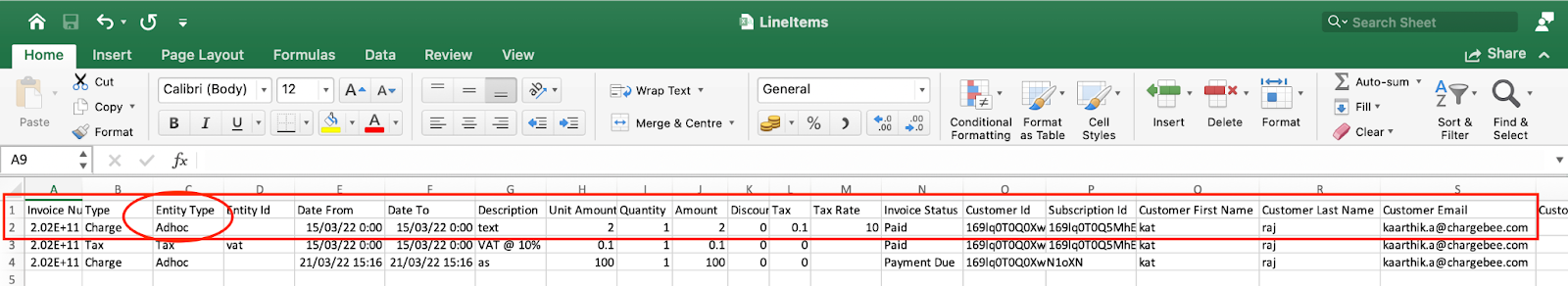LineItems.csv with Entity type Ad Hoc for non-recurring addons