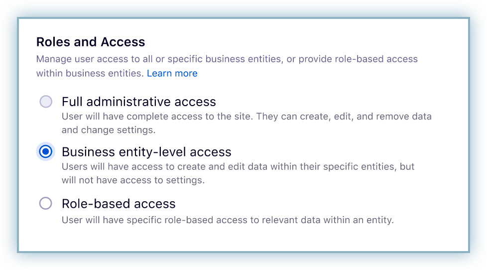 Roles and Access assignment options