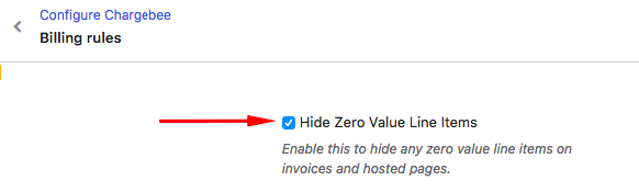 Hide Zero-Value Line Items setting in Billing LogIQ