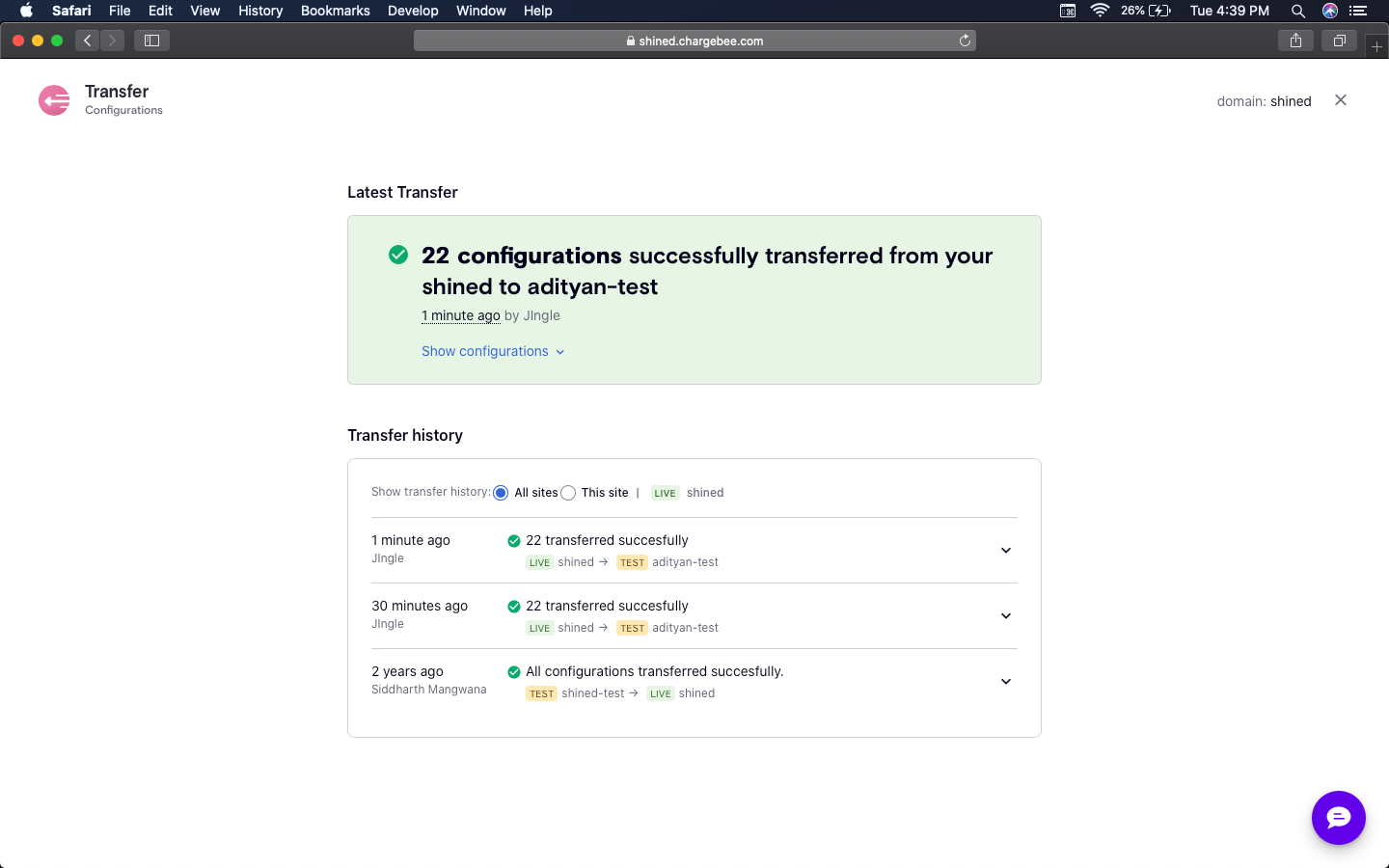 Transfer in progress