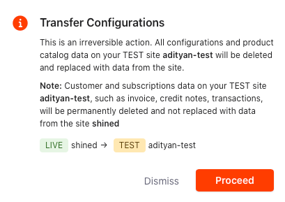 Transfer confirmation alert