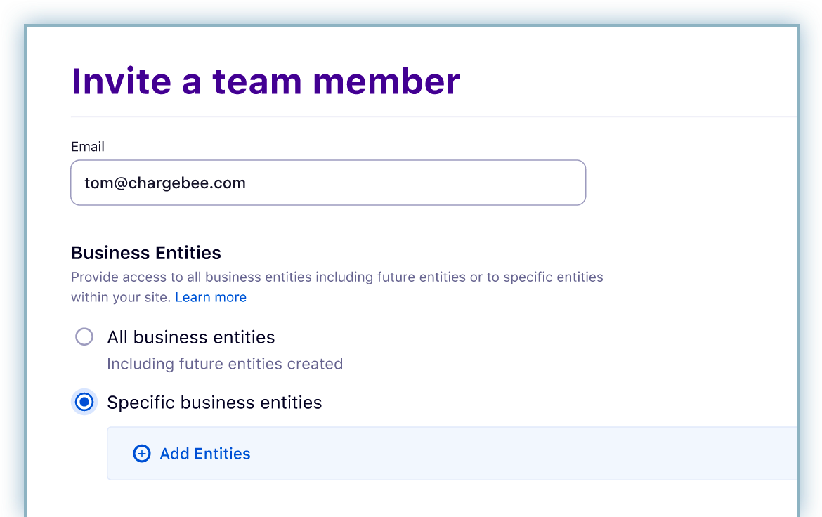 Add Entities option for specific business entities