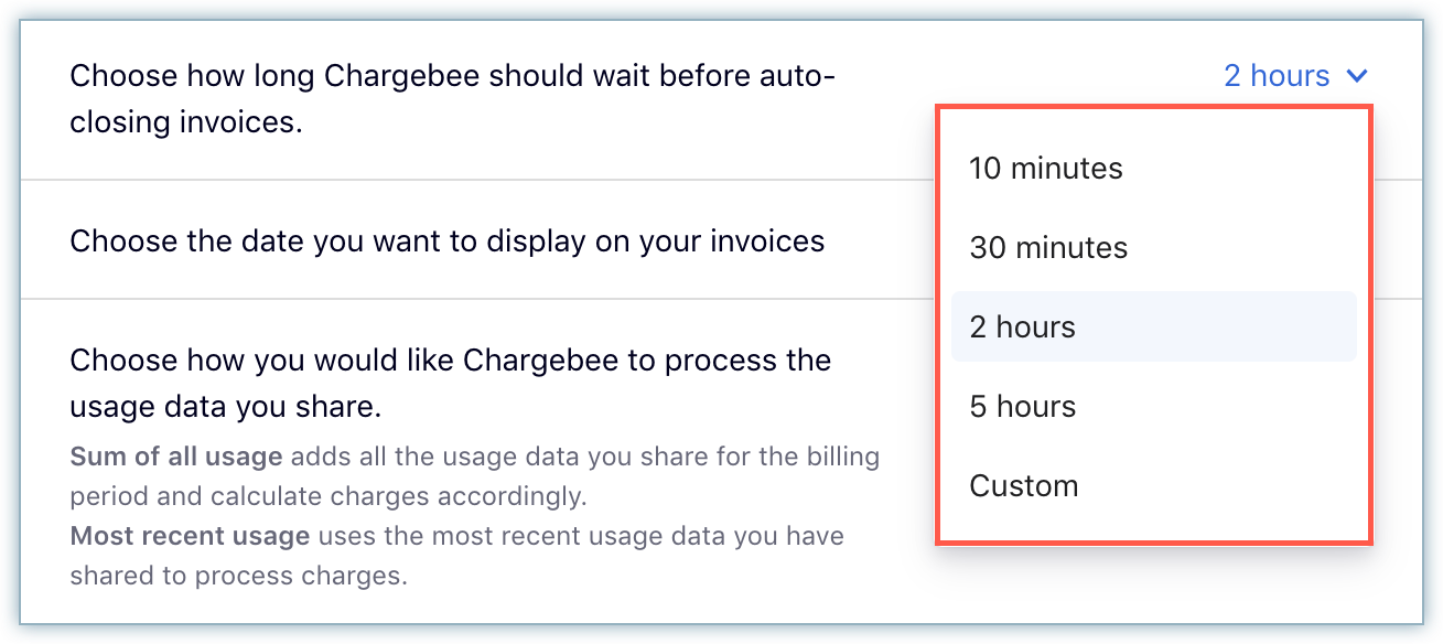 Auto-close wait time setting
