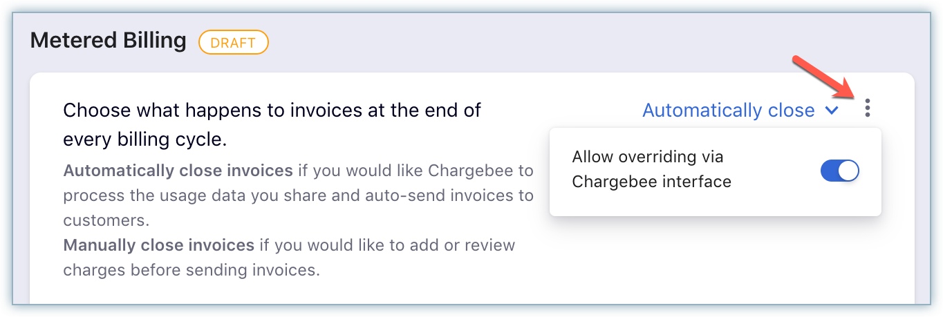 Manually close invoices option with UI override setting
